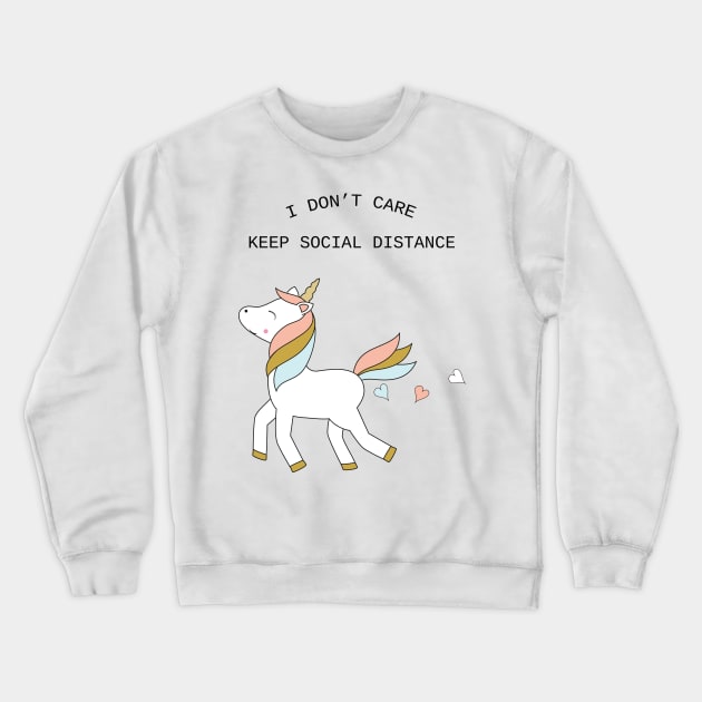 Unicorn - keep social distance - black text Crewneck Sweatshirt by grafart